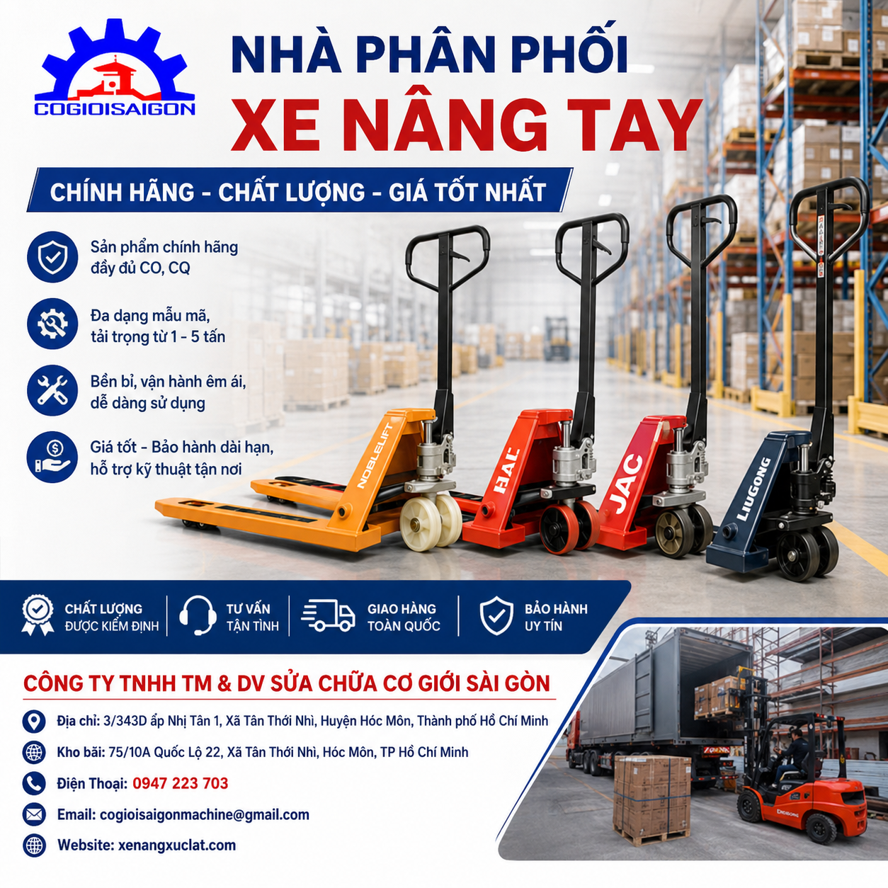 nhà phân phối xe nâng tay